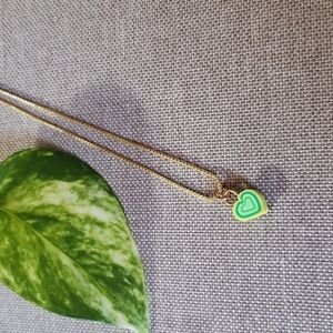 Yellow and Green Eraser Heart Gold Necklace